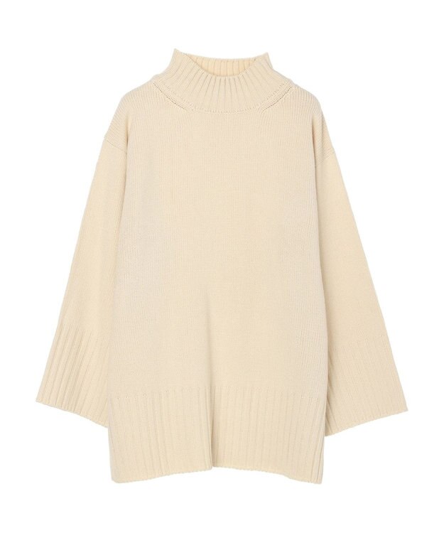 earth music&ecology アンチピリングリブハイネックチュニック Ivory