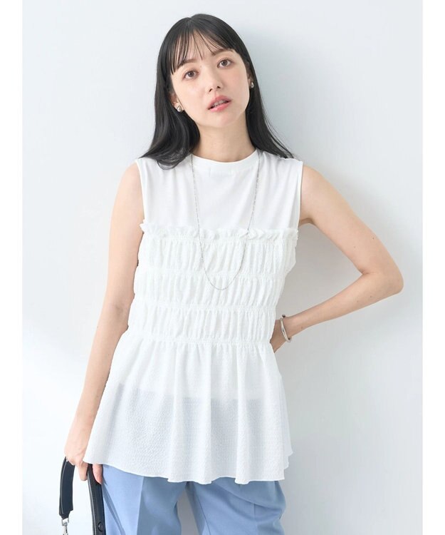 earth music&ecology ドッキングシャーリングプルオーバー White