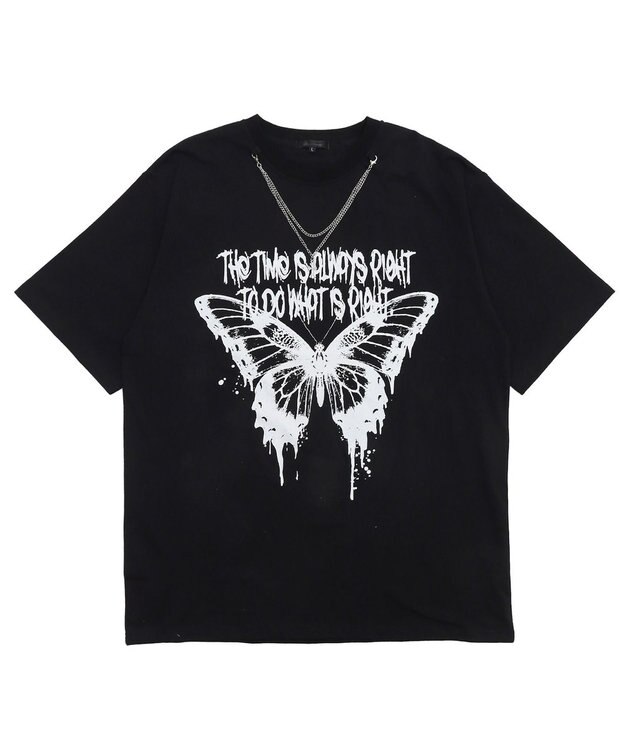 WEGO アクセ付きハードグラフィックT（SS） ブラック