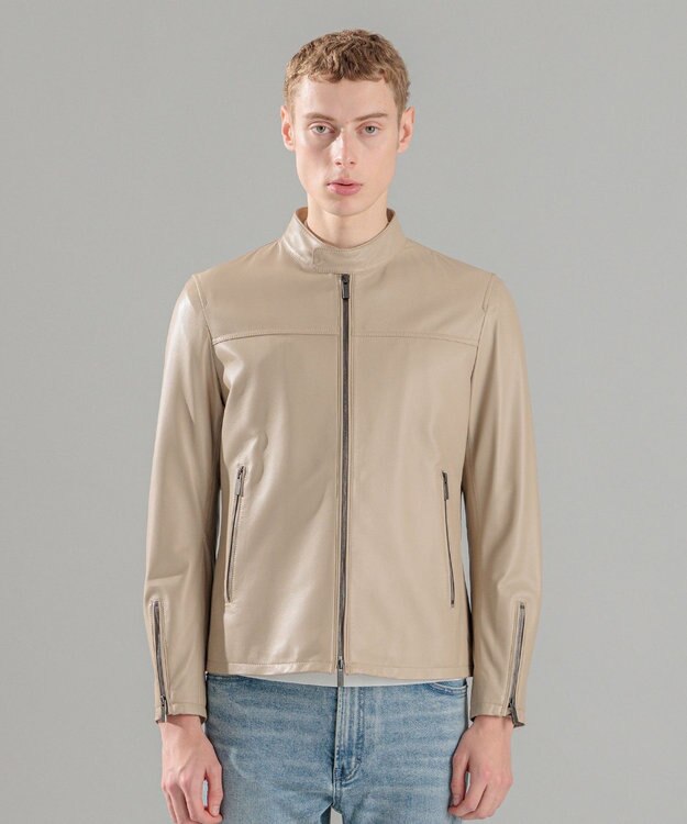 JOSEPH HOMME ライトラムナッパ レザー　    シングルライダース ベージュ系