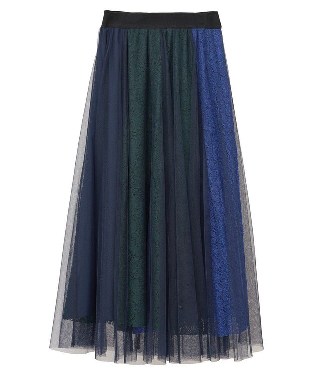 YECCA VECCA 【archive】レースブロッキングチュールスカート Multi
