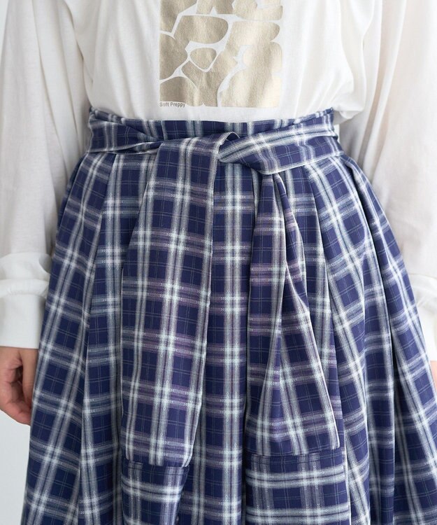 earth music&ecology イレヘムチェックシャツライクスカート Navy