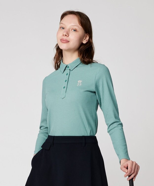 23区GOLF 飽きずに使えるベーシックアイテム【WOMEN】】 リブポロシャツ ライトグリーン系