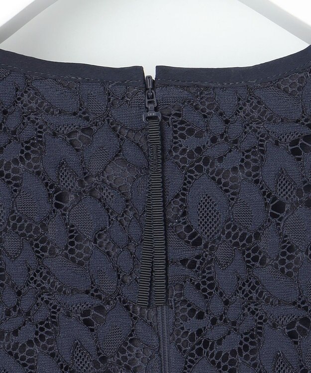 自由区 S 【洗える】フラワーリーフコードレース ワンピース ネイビー