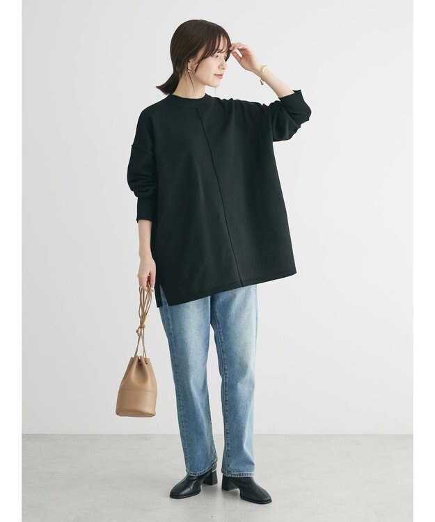 Green Parks もちやわ　ニットチュニック Black