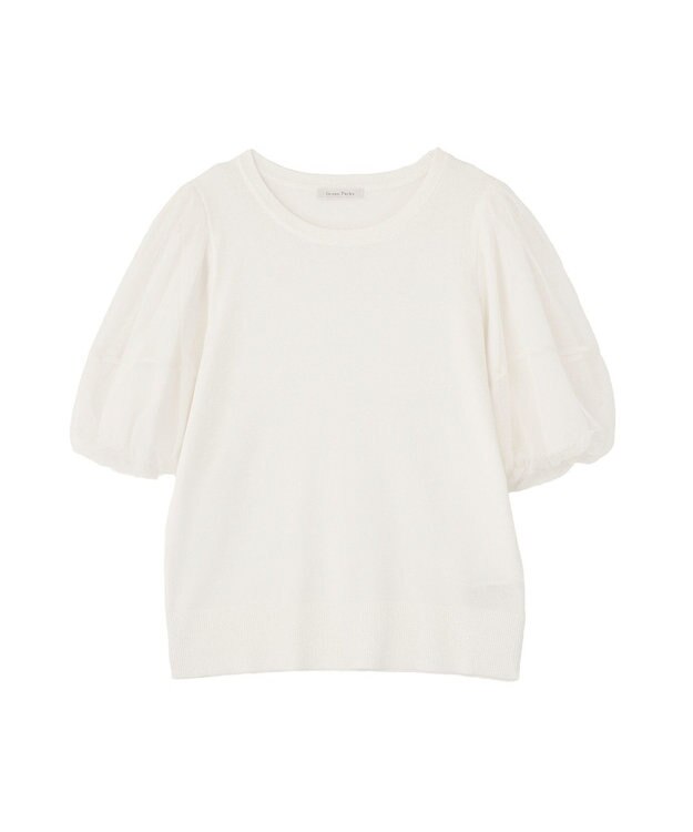 Green Parks チュールボリュームスリーブニットプルオーバー Off White