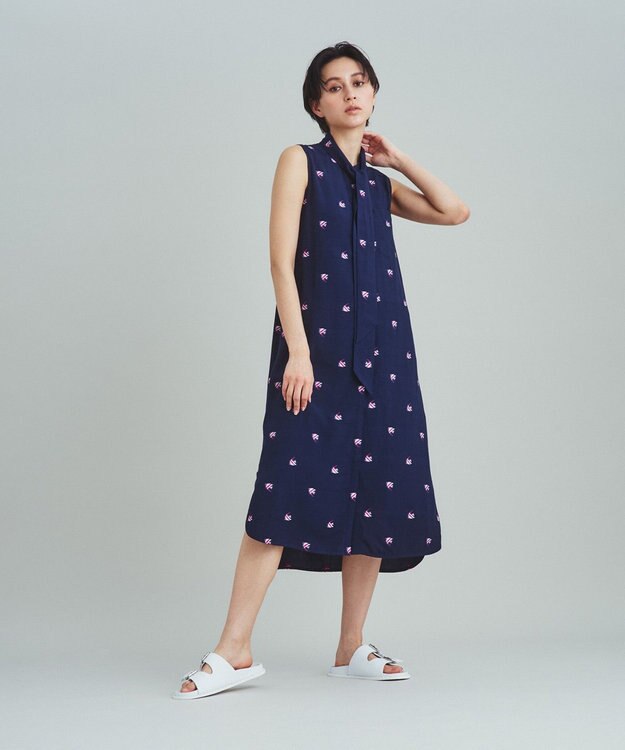 GRACE CONTINENTAL エンゼルフィッシュジャガードワンピース ネイビー
