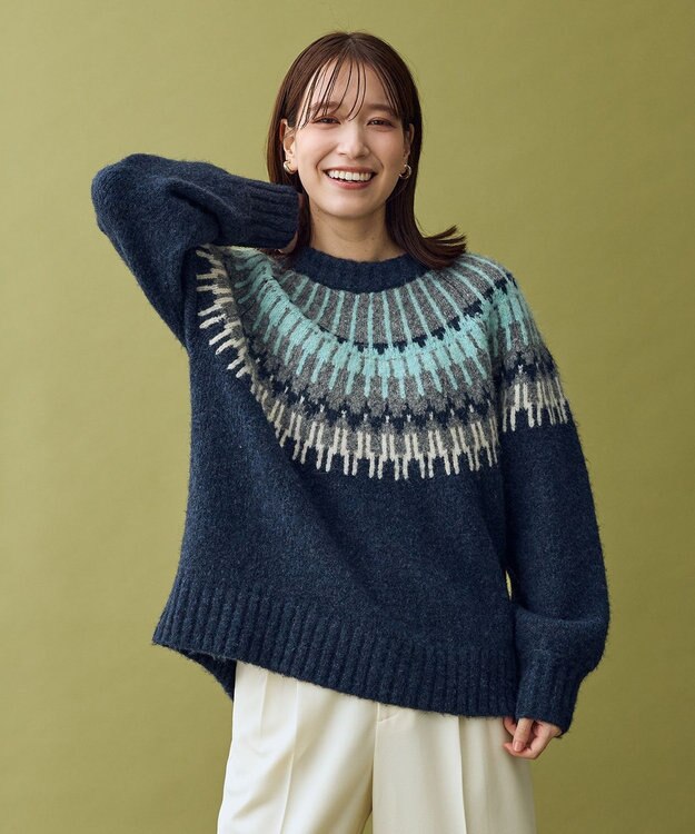 ANY ノルディックパターンニット ネイビー