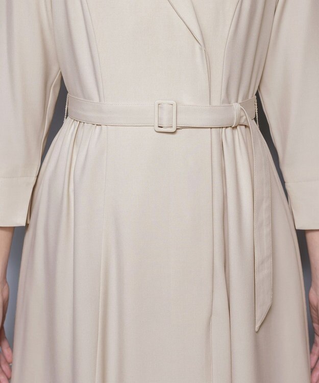 Tiaclasse L 【洗える】テーラードスーツワンピース ライトベージュ