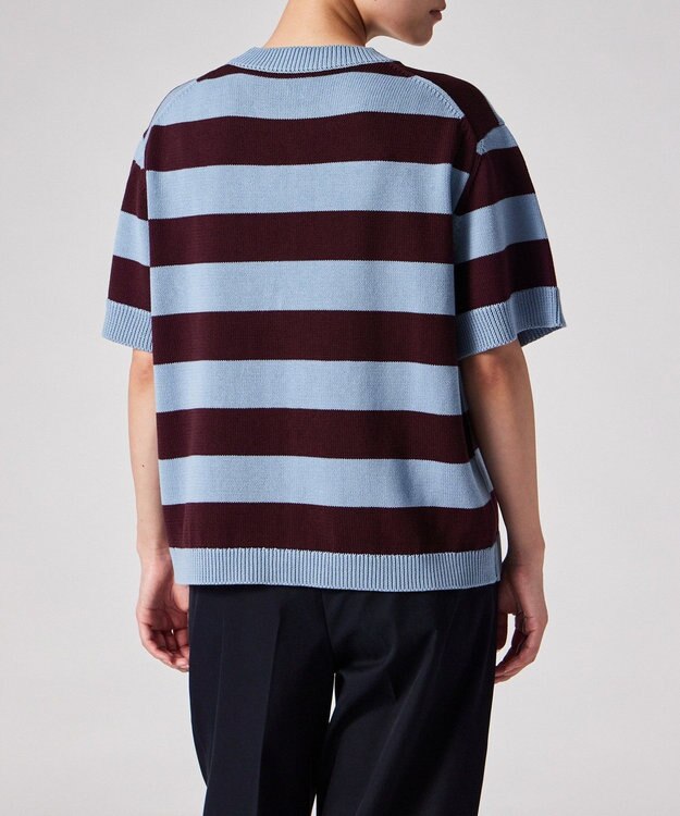 Paul Smith ボーダー プリント 半袖ニット ライトブルー