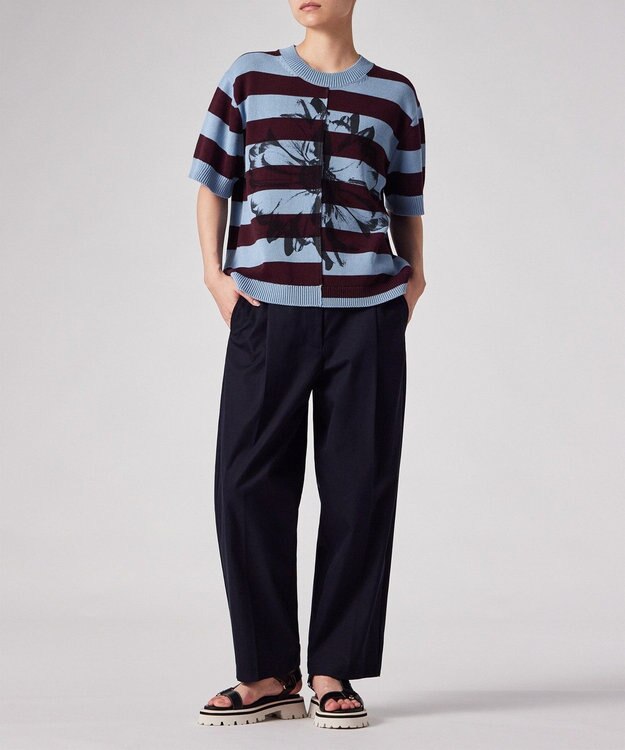 Paul Smith ボーダー プリント 半袖ニット ライトブルー