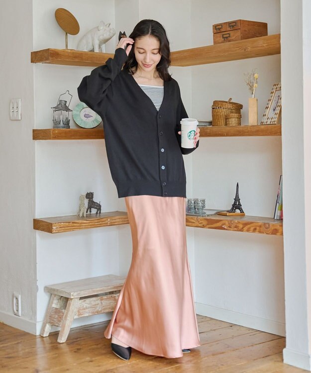 WEGO 【ユニセックス着用ITEM/MLサイズ展開】ドロップショルダーカーディガン ブラック