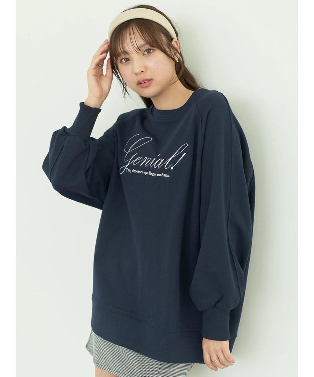 earth music&ecology 裏毛ロゴチュニック Navy