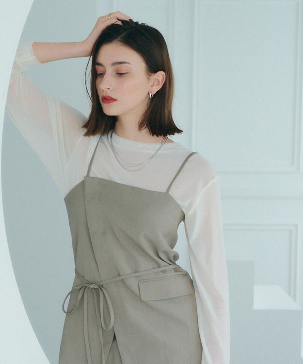 YECCA VECCA クルーネックレイヤードシアートップス Off White