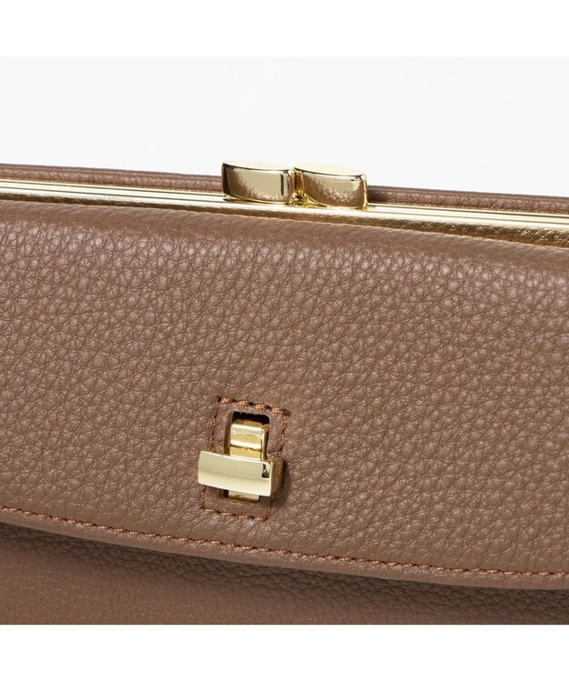 UNBILLION perche カラーコンビレザーかぶせ外がま口長財布 ブラウン