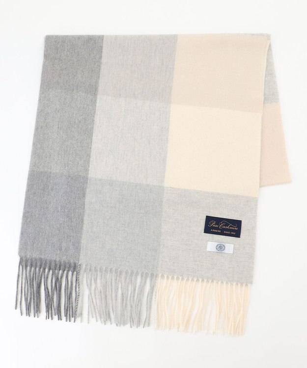 J.PRESS LADIES カシミヤチェック マフラー ライトグレー系3