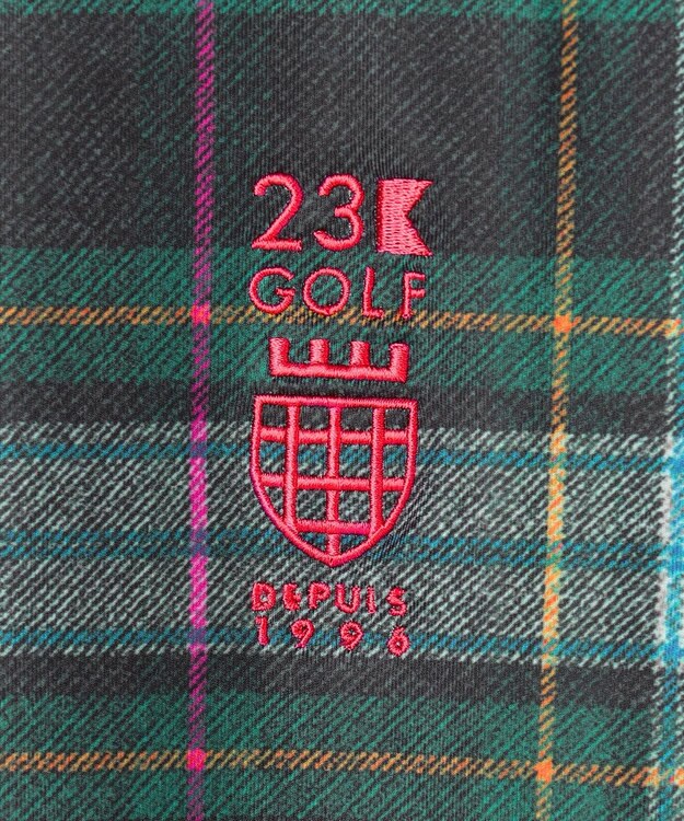 23区GOLF 【WOMEN】チェック長袖ポロシャツ ダークグリーン系3
