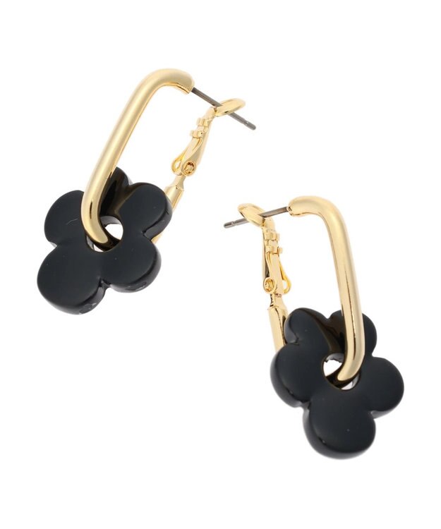 Green Parks ・ＨＡＬＦ　ＴＩＭＥ　２ＷＡＹフラワーピアス Black