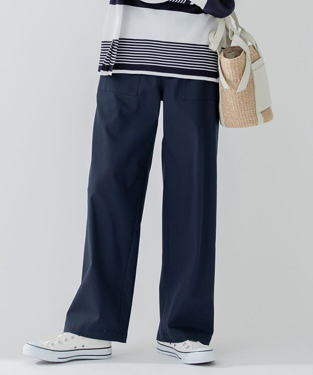 23区 【洗える】スラブツイルストレッチ ベイカー パンツ ネイビー系