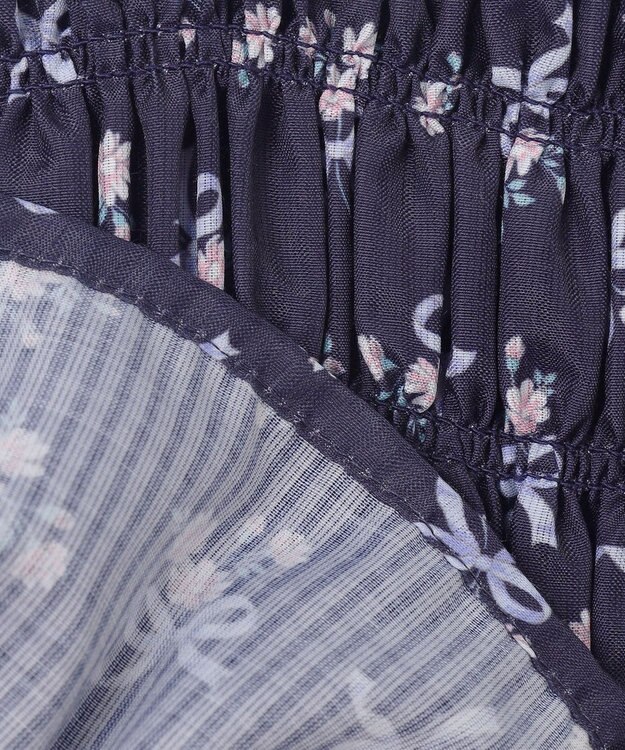 ANY KIDS フラワー×リボン ビスチェ付きTシャツ ネイビー