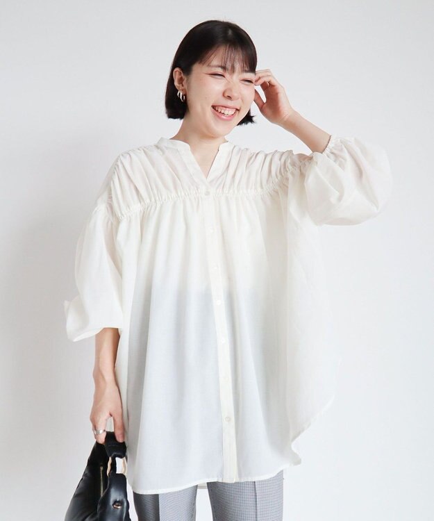 Green Parks シャーリングボリュームチュニック Ivory