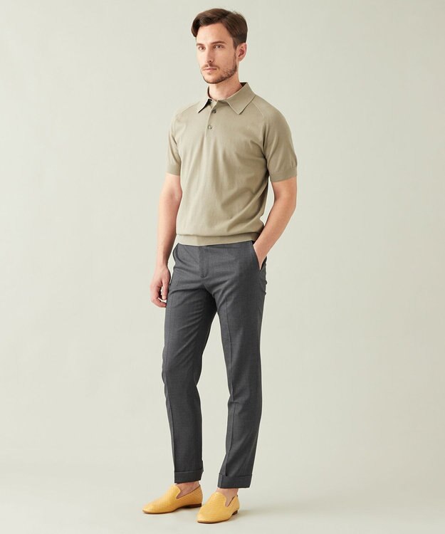 GOTAIRIKU 【AIRY MOVE / セットアップ対応】ウォッシャブルウールトロピカル セットアップパンツ ライトグレー系