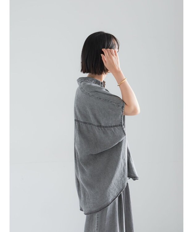 Te chichi ウォッシュデニムライクドルマンシャツ(セットアップ可) ブラック