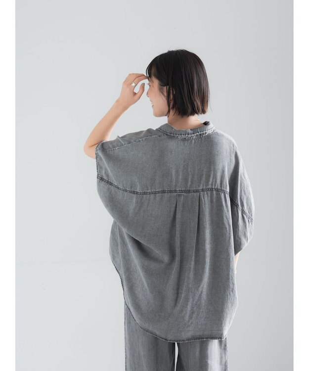 Te chichi ウォッシュデニムライクドルマンシャツ(セットアップ可) ブラック