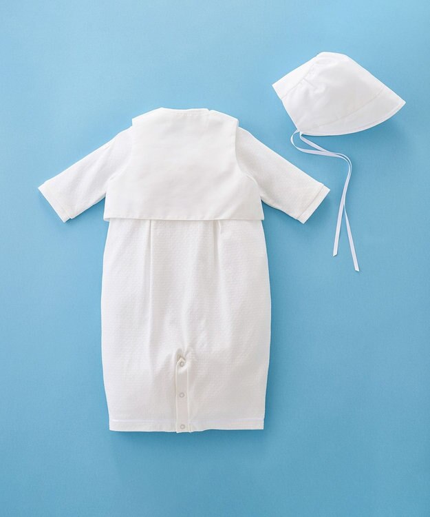 MIKI HOUSE HOT BISCUITS 【ミキハウス】 ツーウェイオールセットタキシード風【春夏向け】（50-70cm） 白