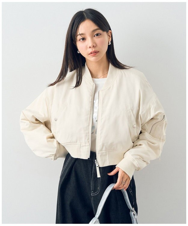 earth music&ecology ファーリバーシブルショートＭＡ－１ Ivory