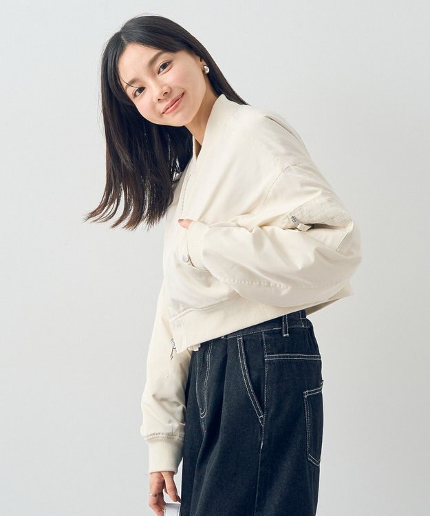 earth music&ecology ファーリバーシブルショートＭＡ－１ Ivory