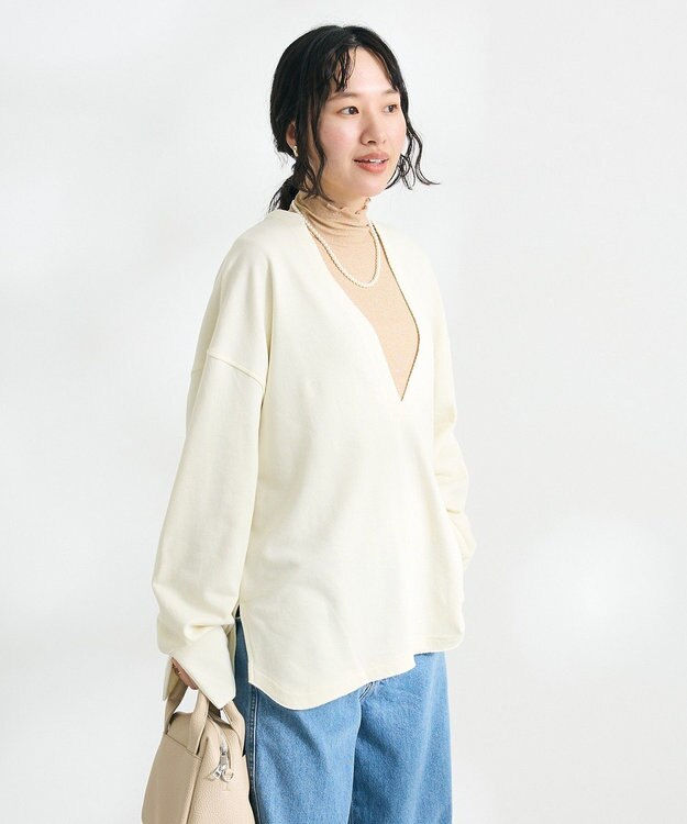 CRAFT STANDARD BOUTIQUE TC裏毛Ｖネックプルオーバー Ivory