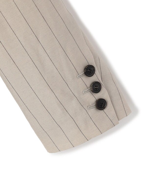 BEIGE， ERYTH / リネンストライプダブルジャケット Flax × Bordeaux