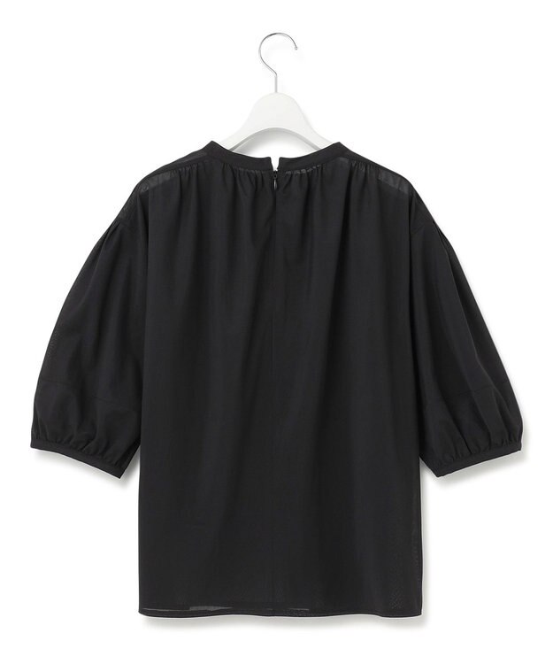 23区 S 【新色追加/洗える】クリアトリコットジャージー ギャザーデザイン カットソー ブラック系