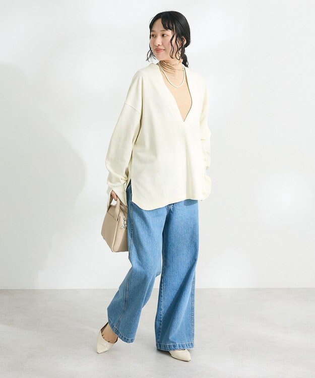 CRAFT STANDARD BOUTIQUE TC裏毛Ｖネックプルオーバー Ivory