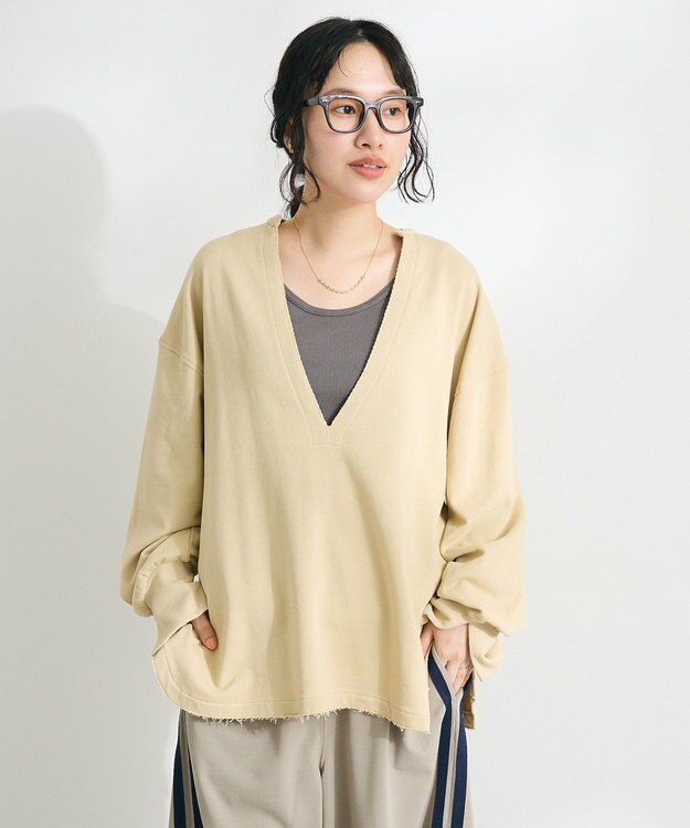 CRAFT STANDARD BOUTIQUE TC裏毛Ｖネックプルオーバー Beige