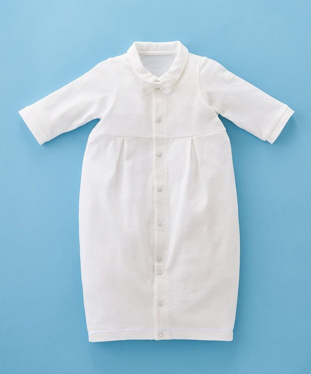 MIKI HOUSE HOT BISCUITS 【ミキハウス】 ツーウェイオールセットタキシード風【春夏向け】（50-70cm） 白