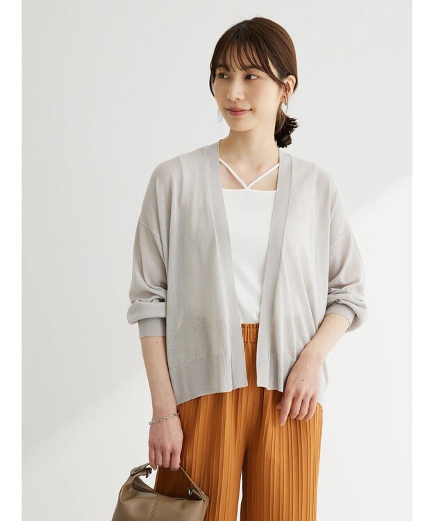 Green Parks 接触冷感ゆったりカーデ Light Gray