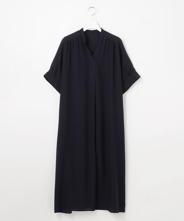 自由区 S 【接触冷感・UVケア・抗菌防臭・洗える】リヨセルポプリンシャツ ワンピース [新色]ネイビー