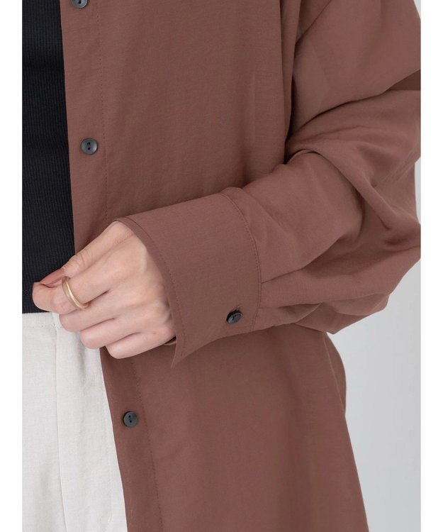 earth music&ecology シアーボーイズライクシャツ Brown