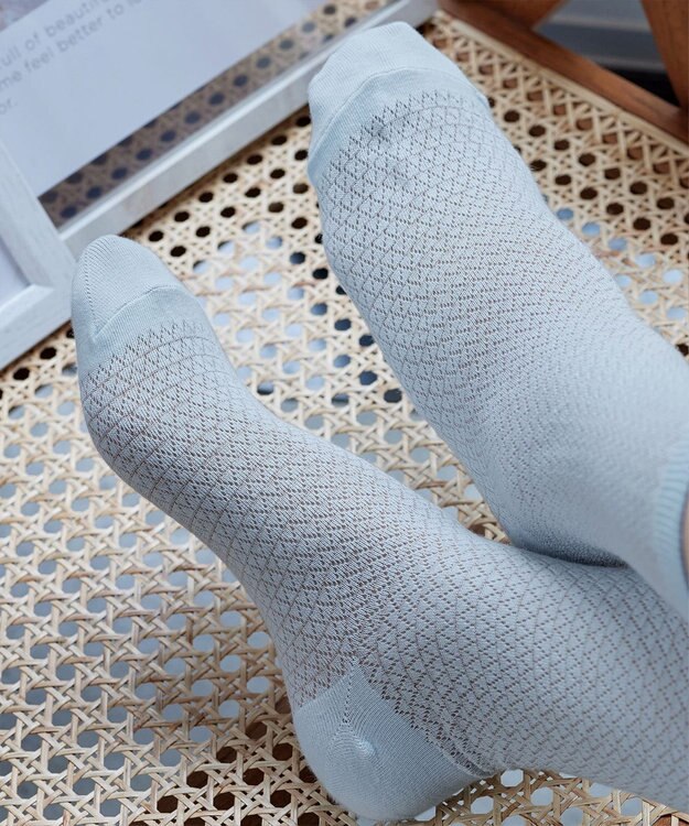 Tiaclasse レース編みソックス サックス