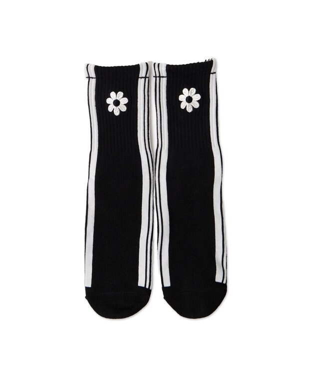 WEGO サイドラインクルーソックス ブラック