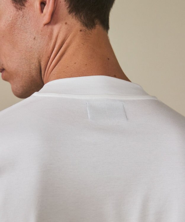 GOTAIRIKU 仕事で着られる綿100%【クルー以上モック未満】カバーネック DRESS Tシャツ(26年モデル) ホワイト系