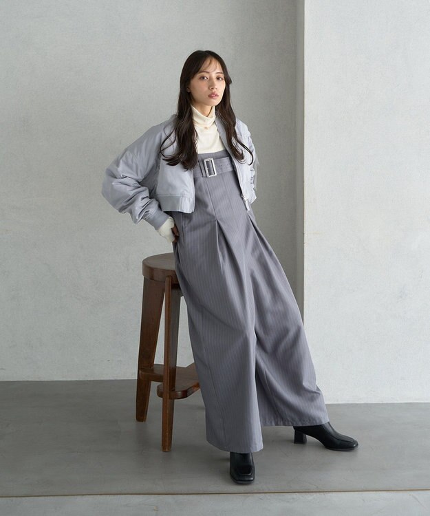 earth music&ecology ファーリバーシブルショートＭＡ－１ Blue Gray