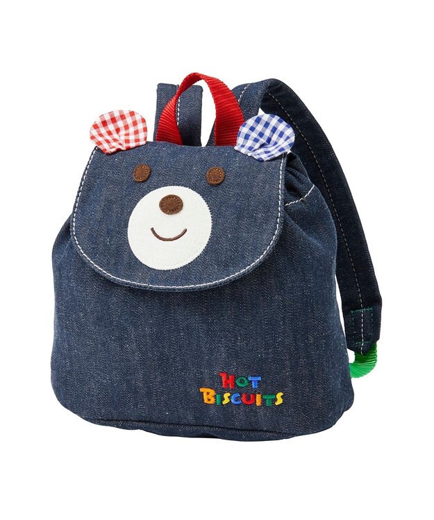 MIKI HOUSE HOT BISCUITS 顔ドン デニム ベビーリュック 紺