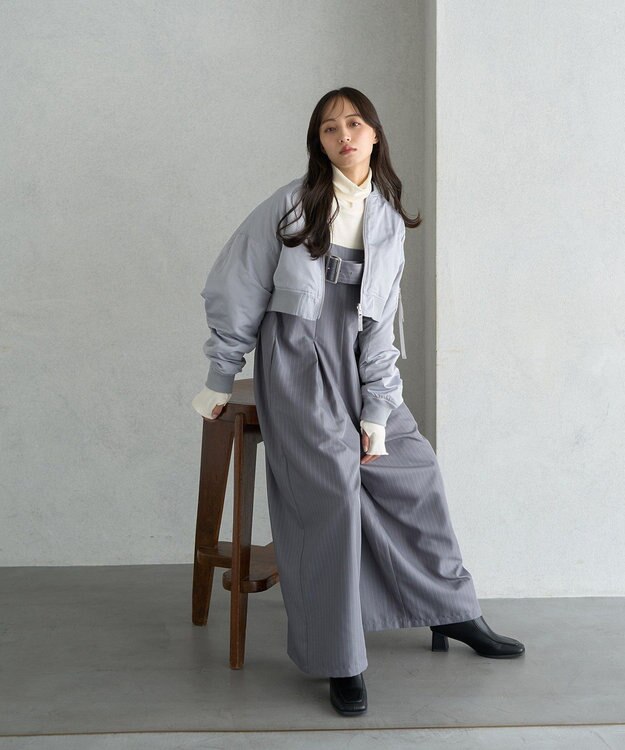 earth music&ecology ファーリバーシブルショートＭＡ－１ Blue Gray