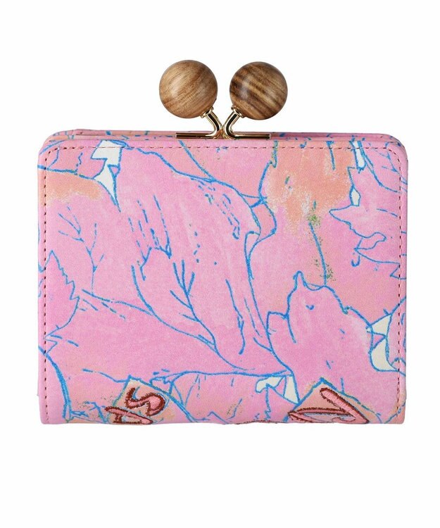 tsumori chisato CARRY 葉っぱ がま口 2つ折り財布 ピンク