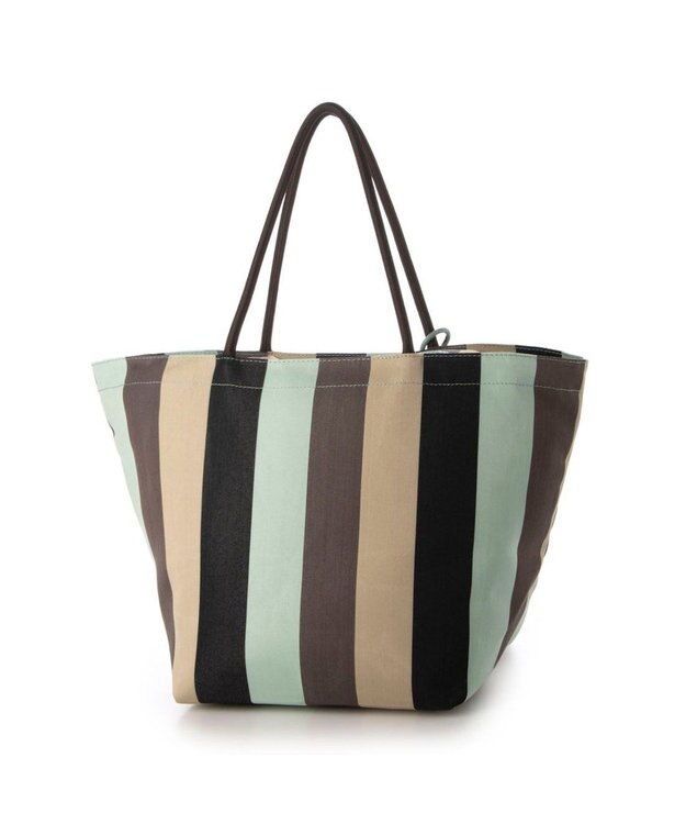 UNBILLION カシュカシュ cachecache / ウォータプルーフストライプビッグトート グリーンミックス