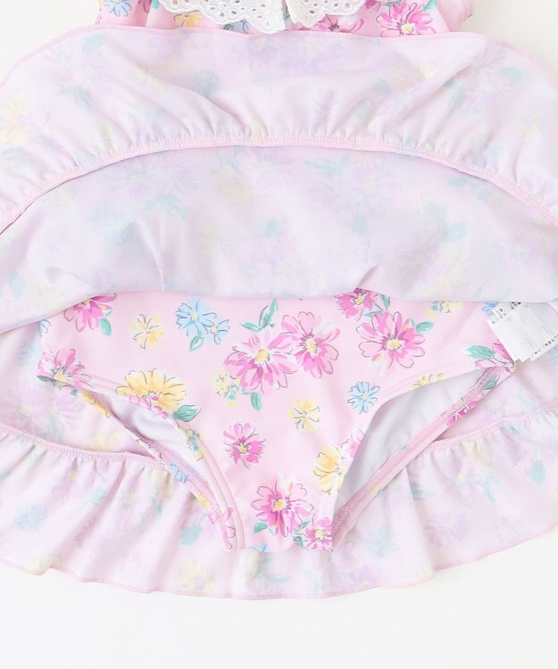 ANY KIDS 花柄×レース ワンピース水着 ピンク