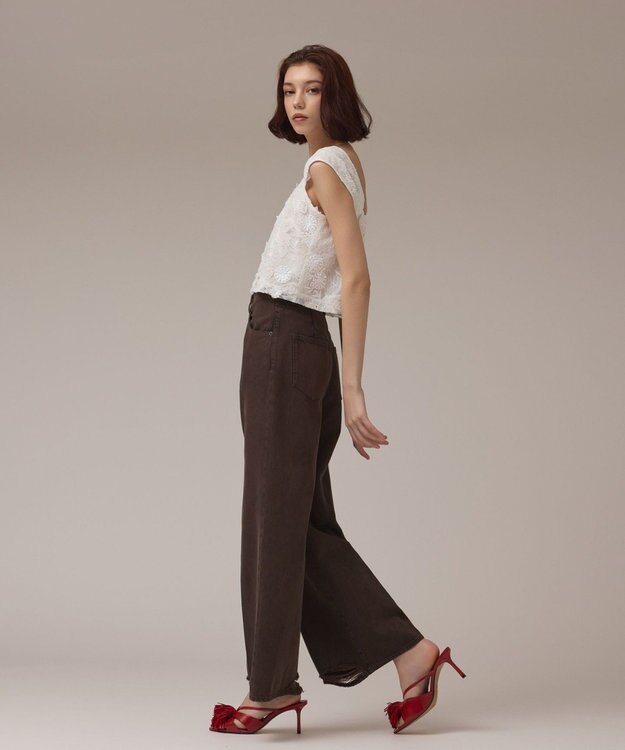 GRACE CONTINENTAL チュール刺繍トップ ホワイト